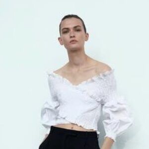 Zara White Off-Shoulder Blouse